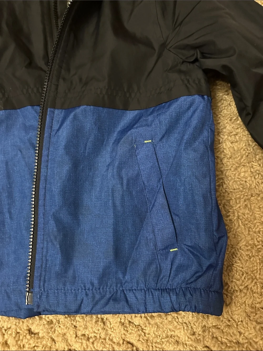 Carter's Black & Blue Hooded Coat with Lime Fleece Lining